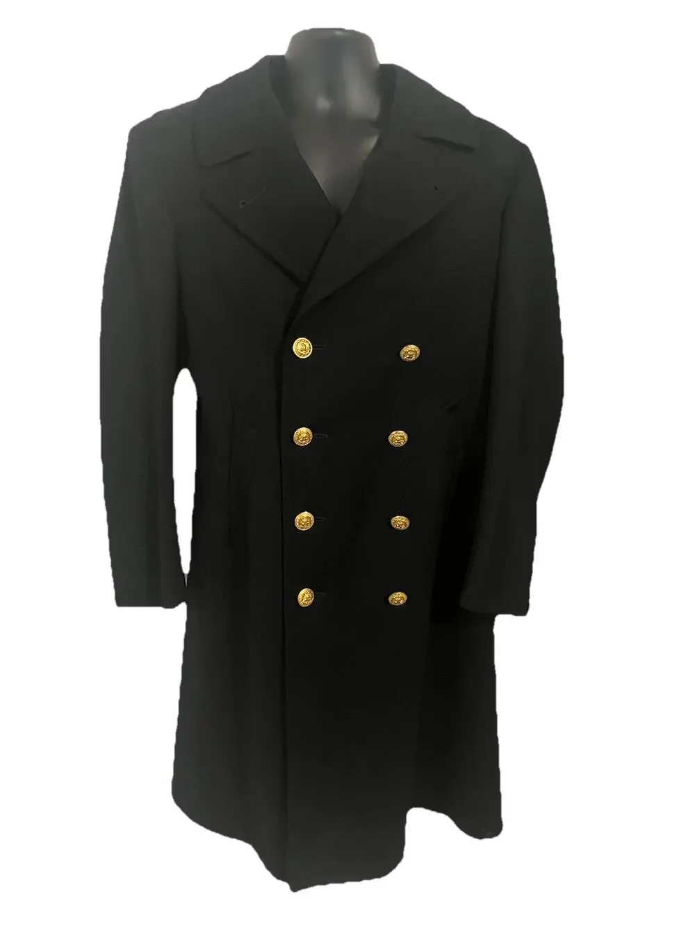 VTG U.S. Naval Navy Officers Bridge Peacoat Long Double Breasted Eagle Military